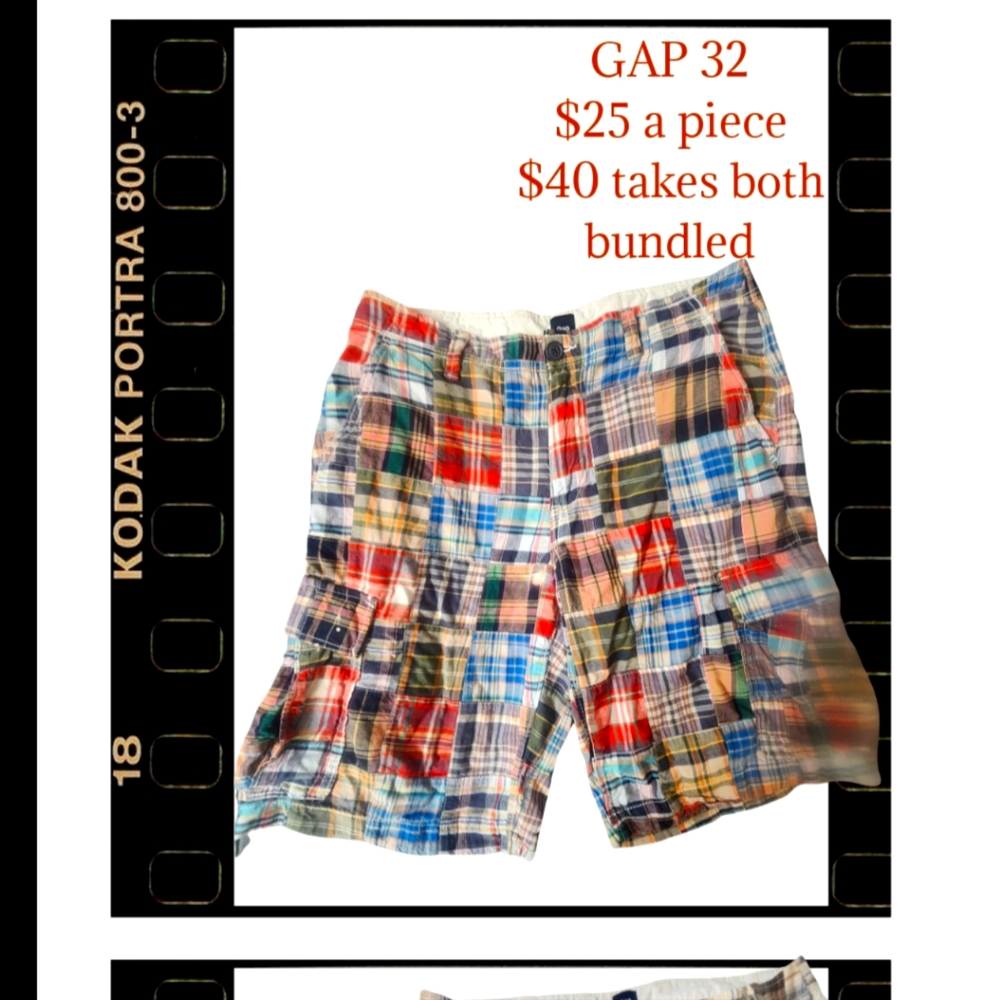 Mens 32 GAP plaid shorts multi colored